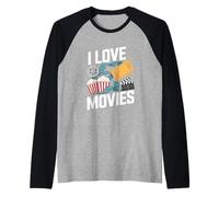 Design per Bobine di Film I Love Movies Maglia con Maniche Raglan