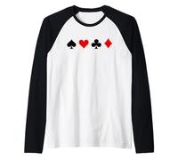 Design per Carte da Poker - Grafica a Forma di Cuore con Vanga e Diamante Maglia con Maniche Raglan