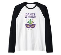 Design per la Celebrazione del Mardi Gras di Dance & Shine Maglia con Maniche Raglan