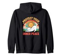Design per Proteggere la Pace interiore con Gatto Sole Felpa con Cappuccio