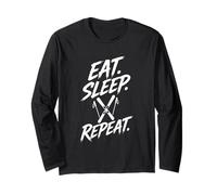 Design per Sport Invernali Eat Sleep Ski Repeat Maglia a Manica