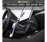 Design per supporto per cellulare Tesla Model 3/Model Y con scatola di immagazzinaggio Custodia magnetica wireless pieghevole e doppia regolazione dell'asta