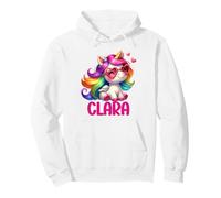Design Personalizzato con Nome Clara Unicorno Felpa con Cappuccio