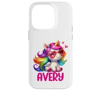 Design personalizzato con nome unicorno Avery Custodia per iPhone 14 Pro