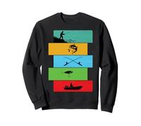 Design Pescatore Silhouette Pesce Barca e Canna da Pesca Felpa