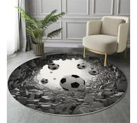 Design Realistico Di Un Buco Nel Muro Tappeto Rotondo Grigio Tappeti 120Cm Antiscivolo Lavabile In Lavatrice Tondo Tapette Salotto Camera Da Letto Soggiorno Scendiletto Pelo Corto Rotondi Carpet