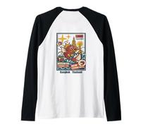Design retrò a base di pesce alimentato dallo street food di Bangkok Maglia con Maniche Raglan