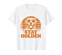 Design retrò a Forma di Cane con Scritta Stay Gold Maglietta