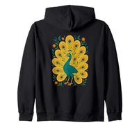 Design retrò a forma di pavone bello colorato uccello arte Felpa con Cappuccio