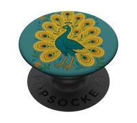 Design retrò a forma di pavone bello colorato uccello arte PopSockets PopGrip Adesivo