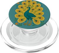 Design retrò a forma di pavone bello colorato uccello arte PopSockets PopGrip per MagSafe