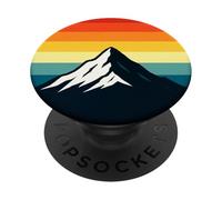 Design retrò con cerchio di montagna al tramonto PopSockets PopGrip Adesivo