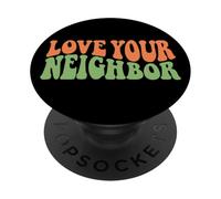 Design retrò con citazione Love Your Neighbor PopSockets PopGrip Adesivo