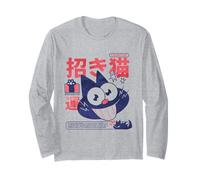 Design retrò con Gatto Portafortuna Giapponese Maglia a Manica