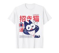 Design retrò con Gatto Portafortuna Giapponese Maglietta