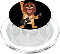 Design retrò con leone che suona la chitarra e musica rock PopSockets PopGrip per MagSafe