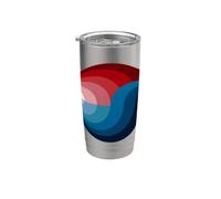 Design retrò con onde oceaniche al tramonto - Arte astratta del mare costiero Bicchiere termico in acciaio inox doppia parete
