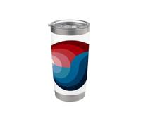 Design retrò con onde oceaniche al tramonto - Arte astratta del mare costiero Bicchiere termico in acciaio inox doppia parete