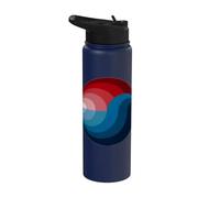 Design retrò con onde oceaniche al tramonto - Arte astratta del mare costiero Stainless Steel Insulated Water Bottle