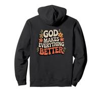 Design retrò con scritta "God makes Everything Better" Felpa con Cappuccio