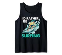 Design retrò con Scritta in Inglese I'd Rather Be Surfing Canotta