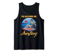 Design retrò con Scritta in Inglese I'd Rather Be Surfing Canotta
