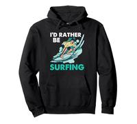 Design retrò con Scritta in Inglese I'd Rather Be Surfing Felpa con Cappuccio