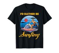 Design retrò con Scritta in Inglese I'd Rather Be Surfing Maglietta