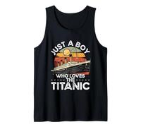 Design retrò con Scritta Just A Boy Who Loves The Titanic Ship Canotta