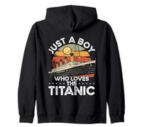 Design retrò con Scritta Just A Boy Who Loves The Titanic Ship Felpa con Cappuccio