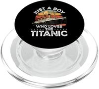 Design retrò con scritta "Just A Boy Who Loves The Titanic Ship" PopSockets PopGrip per MagSafe