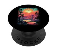 Design retrò con vista panoramica costiera al tramonto della California PopSockets PopGrip Adesivo