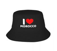 Design retrò, Copricapo Amo Il Regno del Marocco con Un Cuore Rosso Accessori Cappello da Secchiello Streetwear Girl Sun Bob Fishing