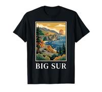 Design retrò da Viaggio sulla Big Sur California Coastal Highway Maglietta
