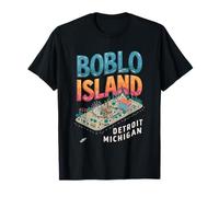 Design retrò del traghetto Bob-Lo Island Detroit Maglietta