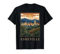 Design retrò di Asheville North Carolina Blue Ridge Mountains Maglietta
