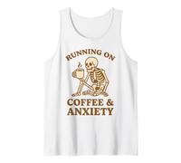 Design retrò divertente con scheletro "Running On Coffee & Anxiety" Canotta