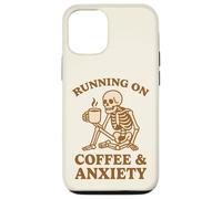 Design retrò divertente con scheletro "Running On Coffee & Anxiety" Custodia per iPhone 12/12 Pro