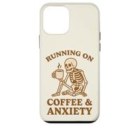 Design retrò divertente con scheletro "Running On Coffee & Anxiety" Custodia per iPhone 12 mini