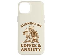 Design retrò divertente con scheletro "Running On Coffee & Anxiety" Custodia per iPhone 14 Plus