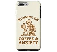 Design retrò divertente con scheletro "Running On Coffee & Anxiety" Custodia per iPhone 7 Plus/8 Plus