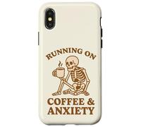 Design retrò divertente con scheletro "Running On Coffee & Anxiety" Custodia per iPhone X/XS