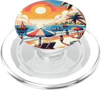 Design retrò estivo a 8 bit, carino vacanza al mare PopSockets PopGrip per MagSafe