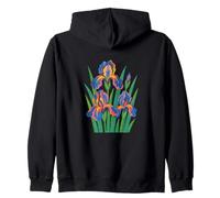 Design retrò iris floreale per giardinieri arte botanica vintage Felpa con Cappuccio