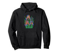 Design retrò iris floreale per giardinieri arte botanica vintage Felpa con Cappuccio