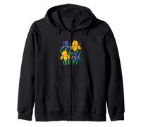 Design retrò iris floreale per giardinieri arte botanica vintage Felpa con Cappuccio