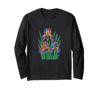 Design retrò iris floreale per giardinieri arte botanica vintage Maglia a Manica