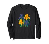 Design retrò iris floreale per giardinieri arte botanica vintage Maglia a Manica