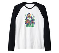 Design retrò iris floreale per giardinieri arte botanica vintage Maglia con Maniche Raglan