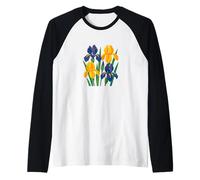 Design retrò iris floreale per giardinieri arte botanica vintage Maglia con Maniche Raglan